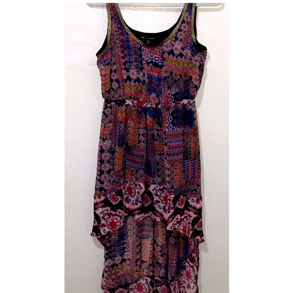 Teen Vogue M Style Lab Women Aztec Tie Dye Print Casual Dress Asymmetrical Hem M - Picture 1 of 7